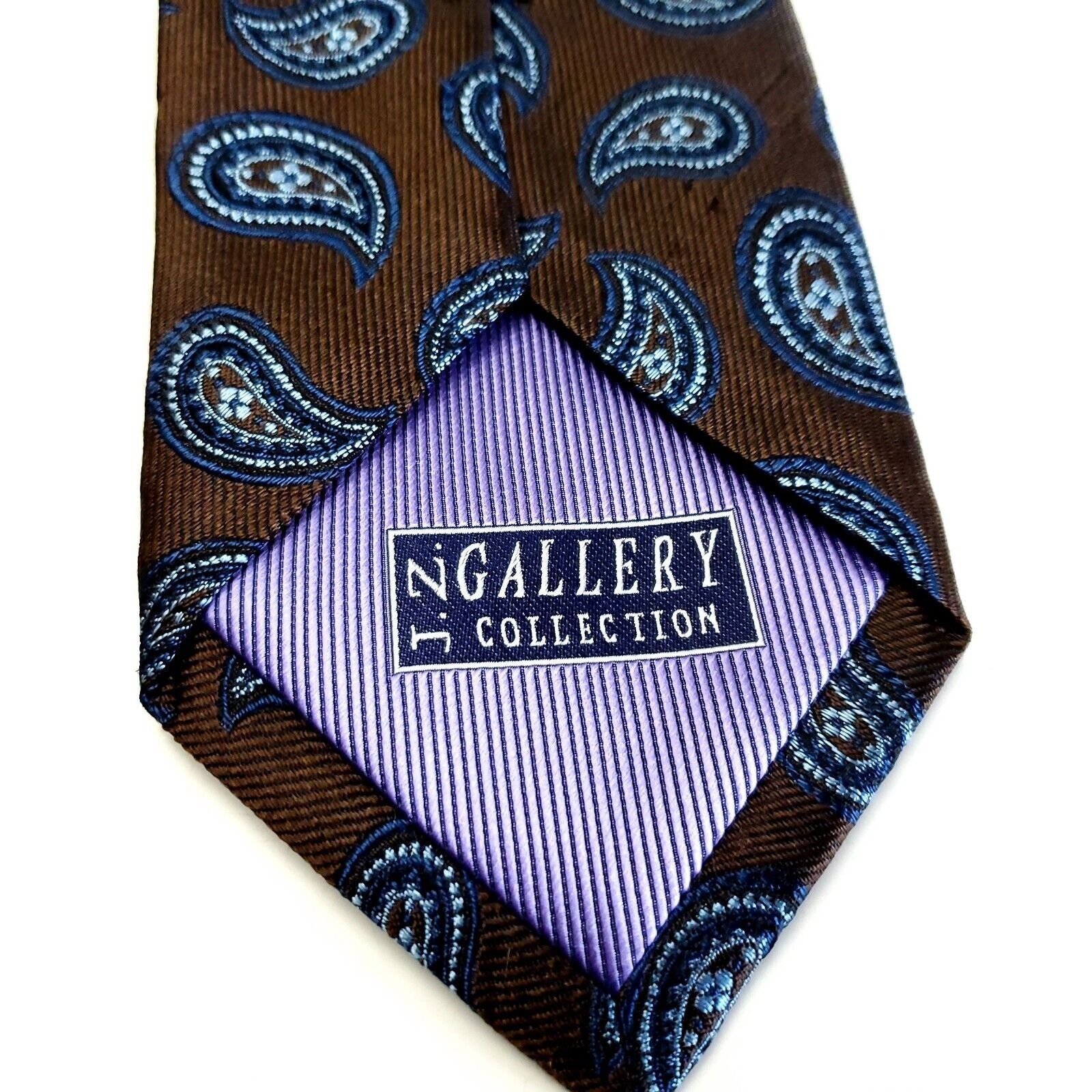 Designer JZ Richards Brown Blue Paisley Woven Long Silk Tie Size ONE SIZE - 3 Thumbnail