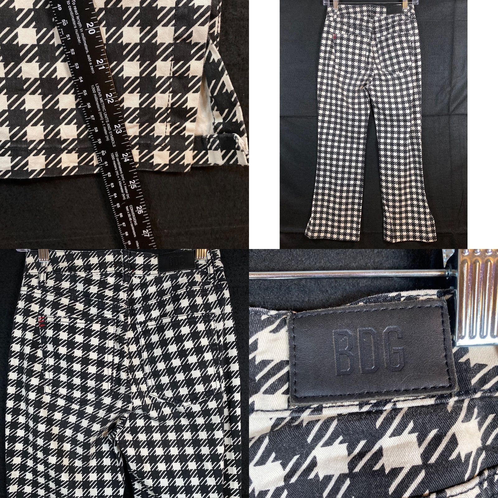 Bdg BDG Jeans Black White Houndstooth Plaid High Rise 26 Womens Regular Straight Denim 5-Pocket Distressed Cotton Blend Stretch - Mens? Womens Size 26" / US 2 / IT 38 - 8 Thumbnail