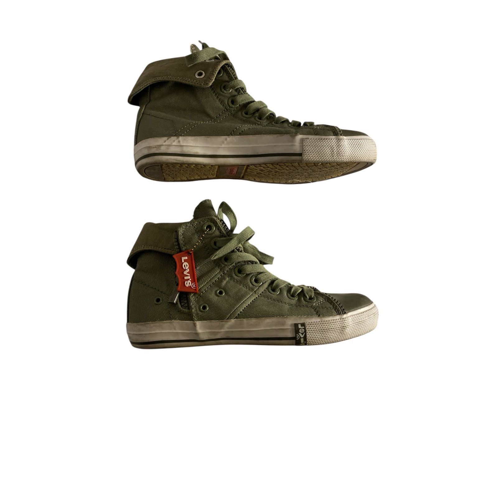 Levi's Army Green Canvas High Top Sneakers Levi’s Size 7.5 Size US 7.5 / IT 37.5 - 3 Thumbnail