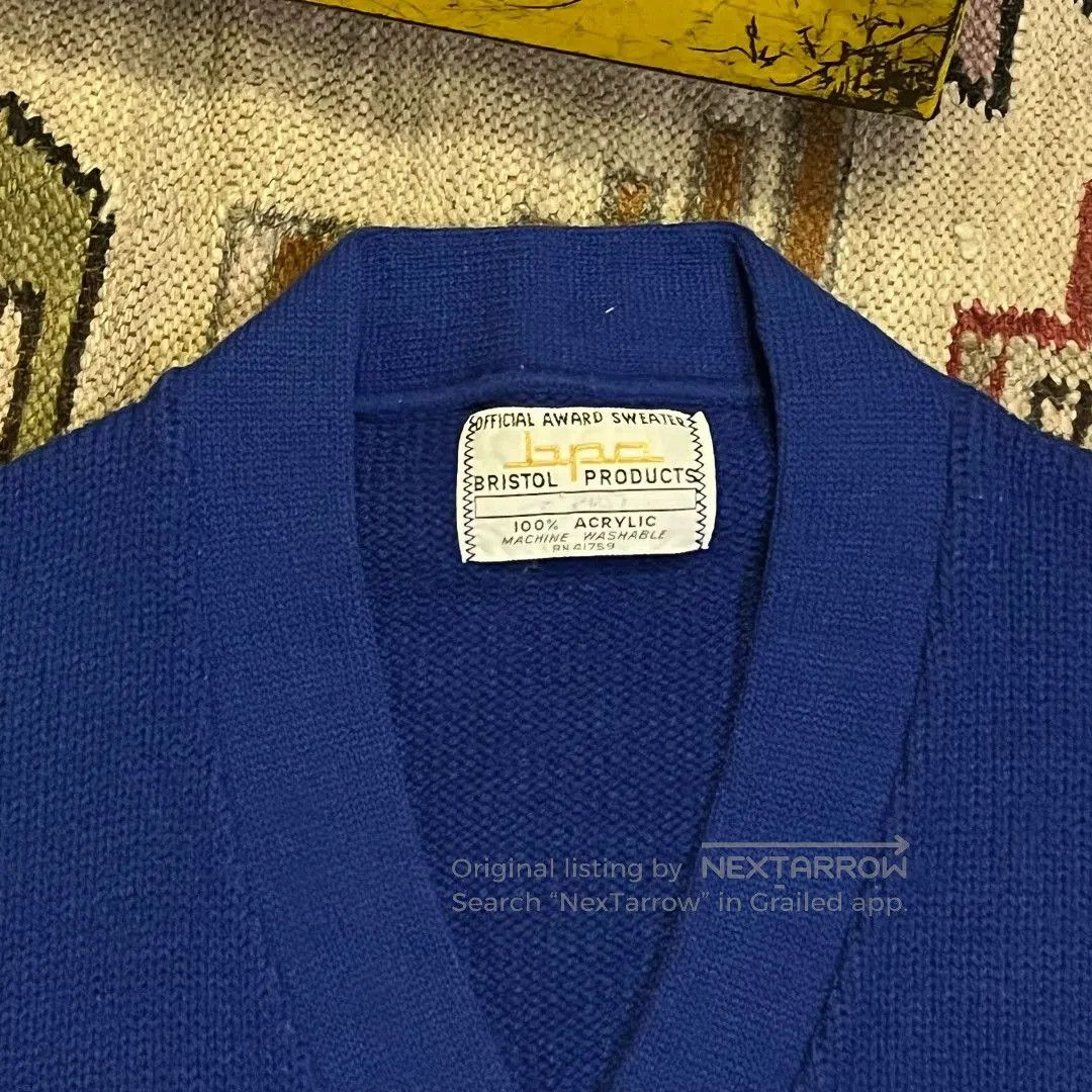 Vintage 70s Vintage Letterman Sweater in Blue. Size US M / EU 48-50 / 2 - 3 Thumbnail