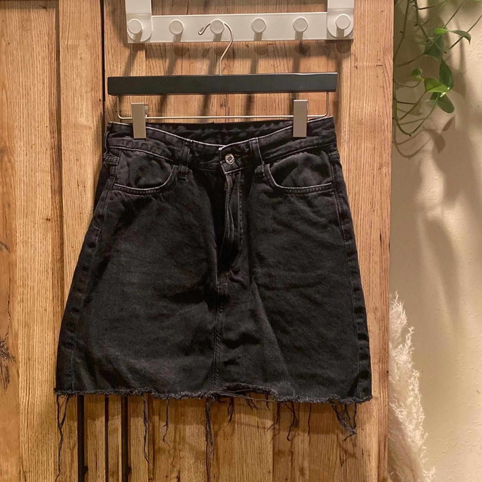 H&M H&M distress mini skirt- black Size 28" / US 6 / IT 42 - 1 Thumbnail