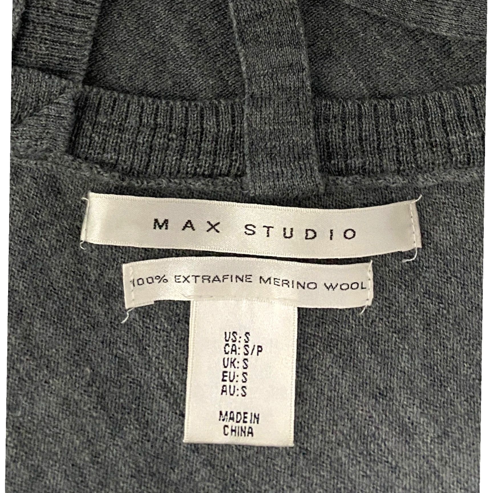 Vintage Max Studio Women's Sweater Tunic Gray 100% Extrafine Merino Wool Size S Size S / US 4 / IT 40 - 5 Thumbnail
