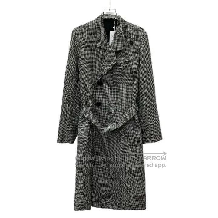 Dior gray houndstooth wool trench coat with belt. Size US L / EU 52-54 / 3 - 1 Thumbnail