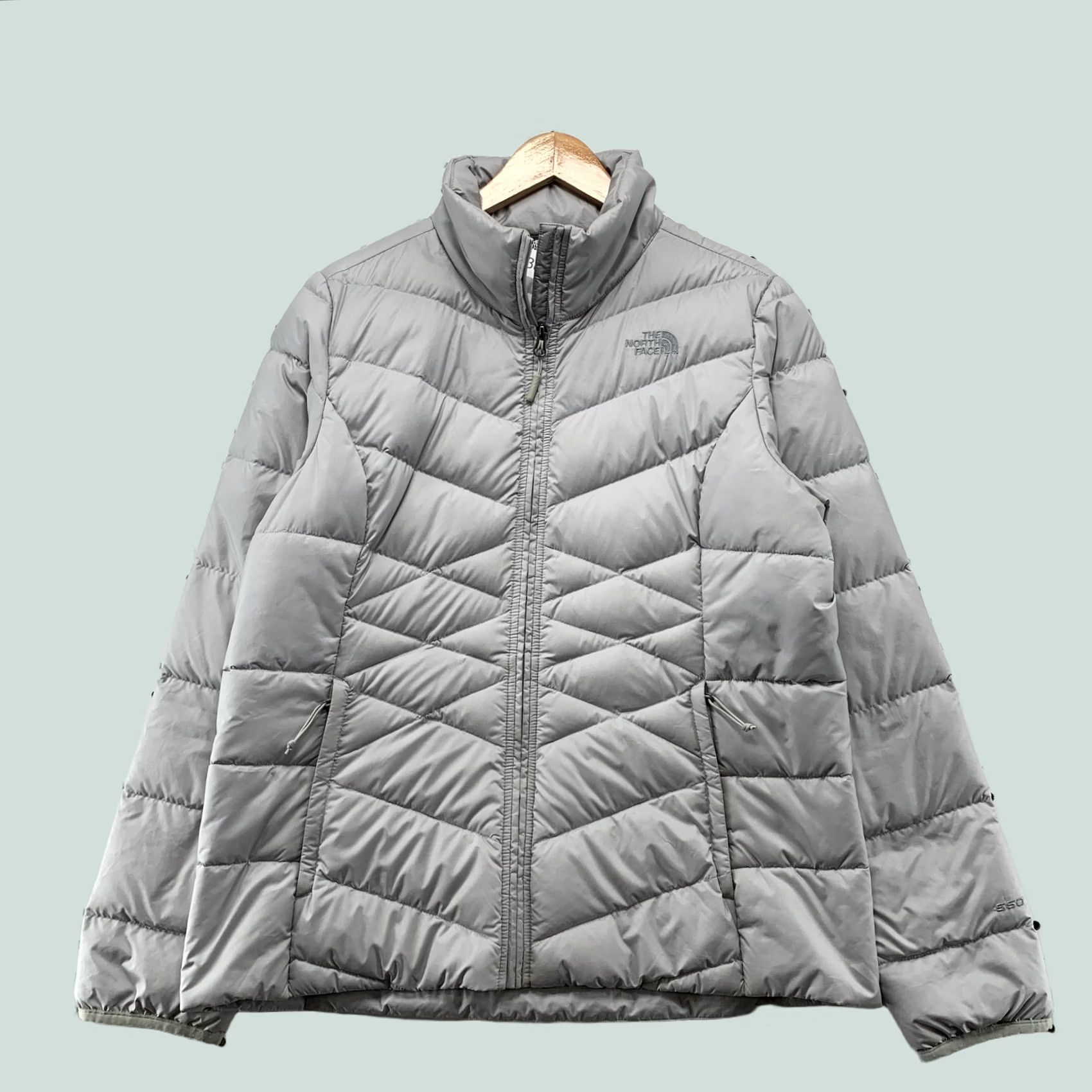 The North Face The North Face 550 Down Puffer Jacket Womens Large Gray Goose Quilted Jacket Size L / US 10 / IT 46 - 1 Thumbnail