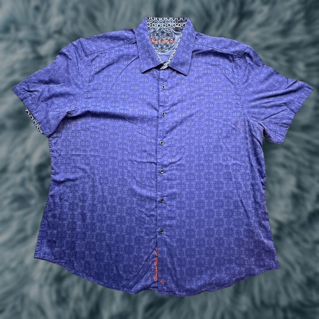 Robert Graham Robert Graham Short Sleeve Blue Button Up Shirt Mens 3XL AOP Pattern Size US XXL / EU 58 / 5 - 1 Thumbnail