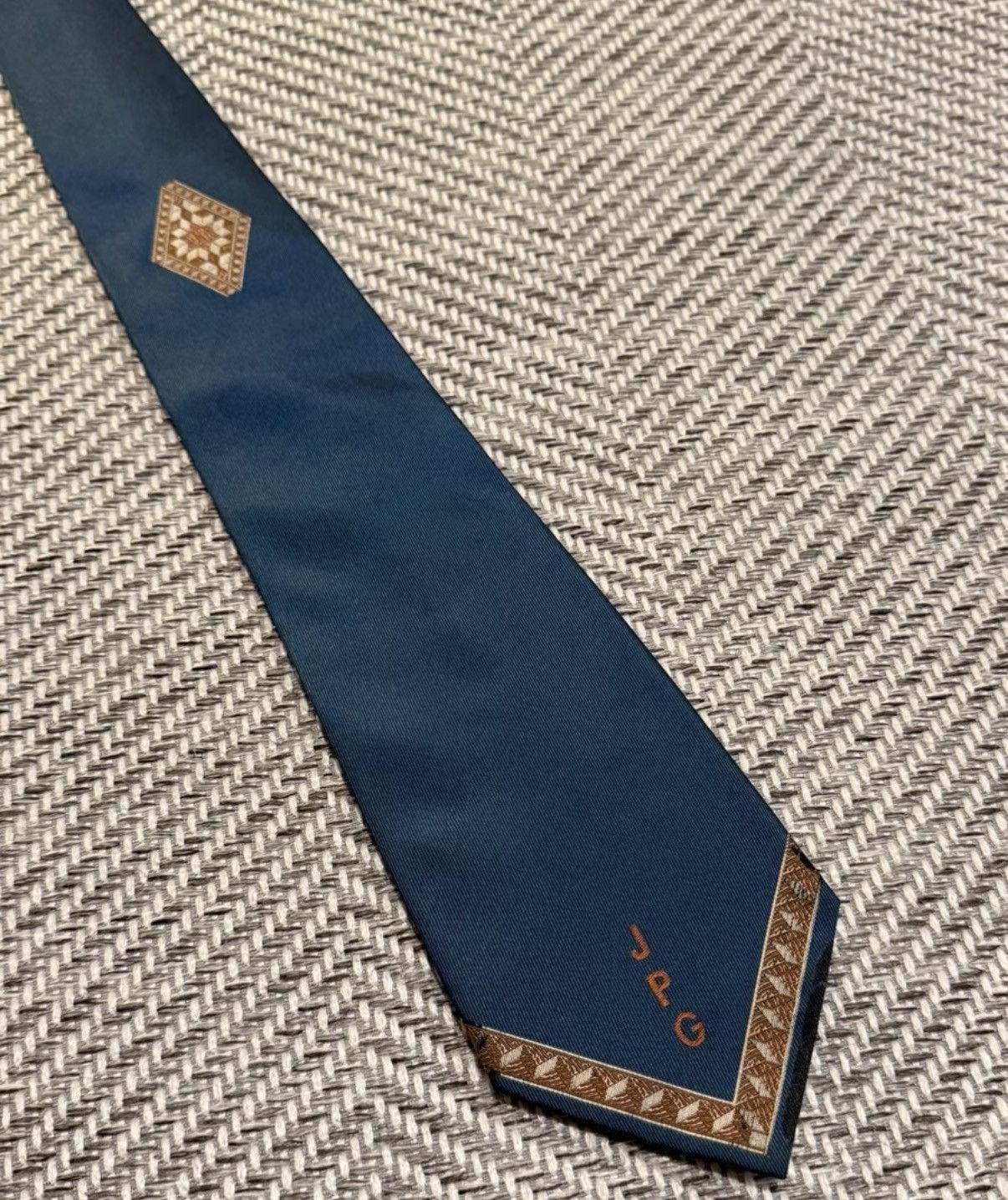 Jean Paul Gaultier Jean Paul Gaultier Blue Base Monogram Corner Tie K23 Size ONE SIZE - 1 Thumbnail