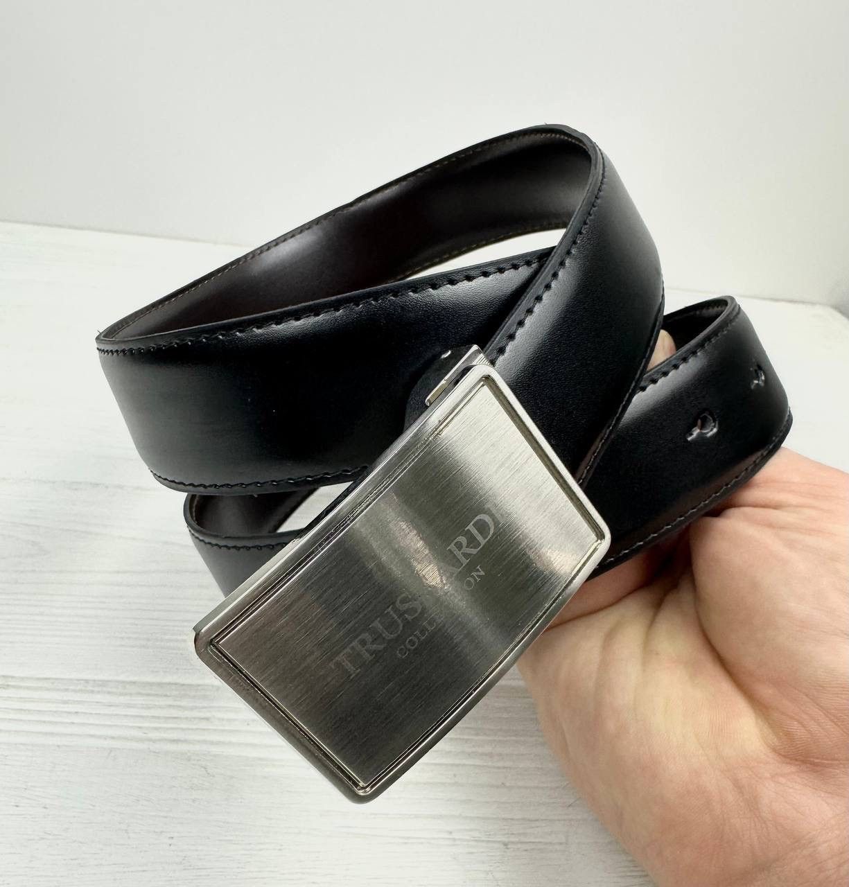 Trussardi Trussardi Collection Leather Belt Metal Buckle Made in Italy Size 38 - 1 Thumbnail