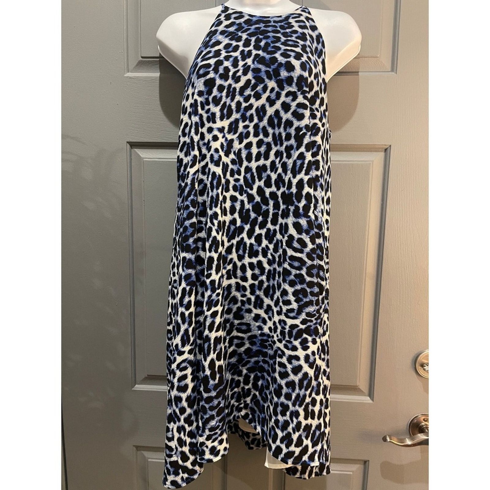 Vince Camuto Vince Camuto Blue Leopard Halter Mini Dress XS Animal Print Size XS / US 0-2 / IT 36-38 - 2 Thumbnail