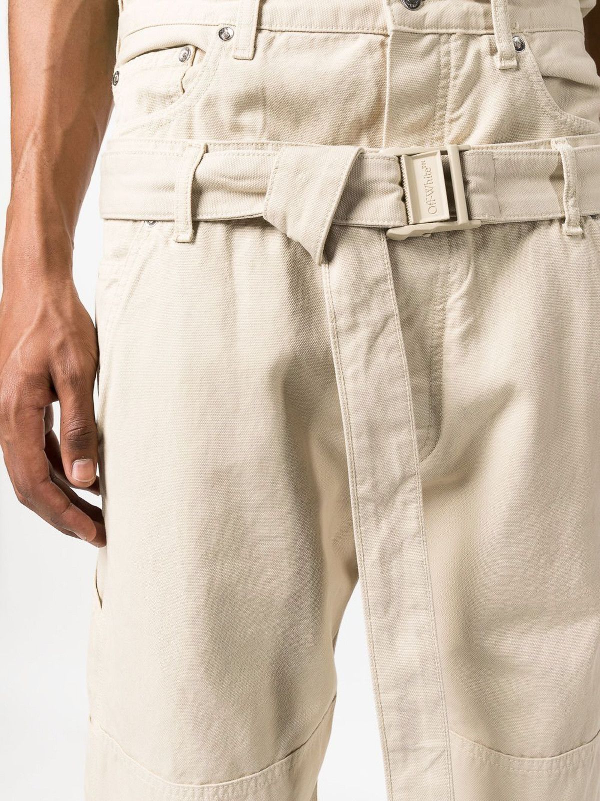Off-White o1gr1nt0125 Wave Off Canvas Double Over Pant in Beige Size US 30 / EU 46 - 6 Thumbnail