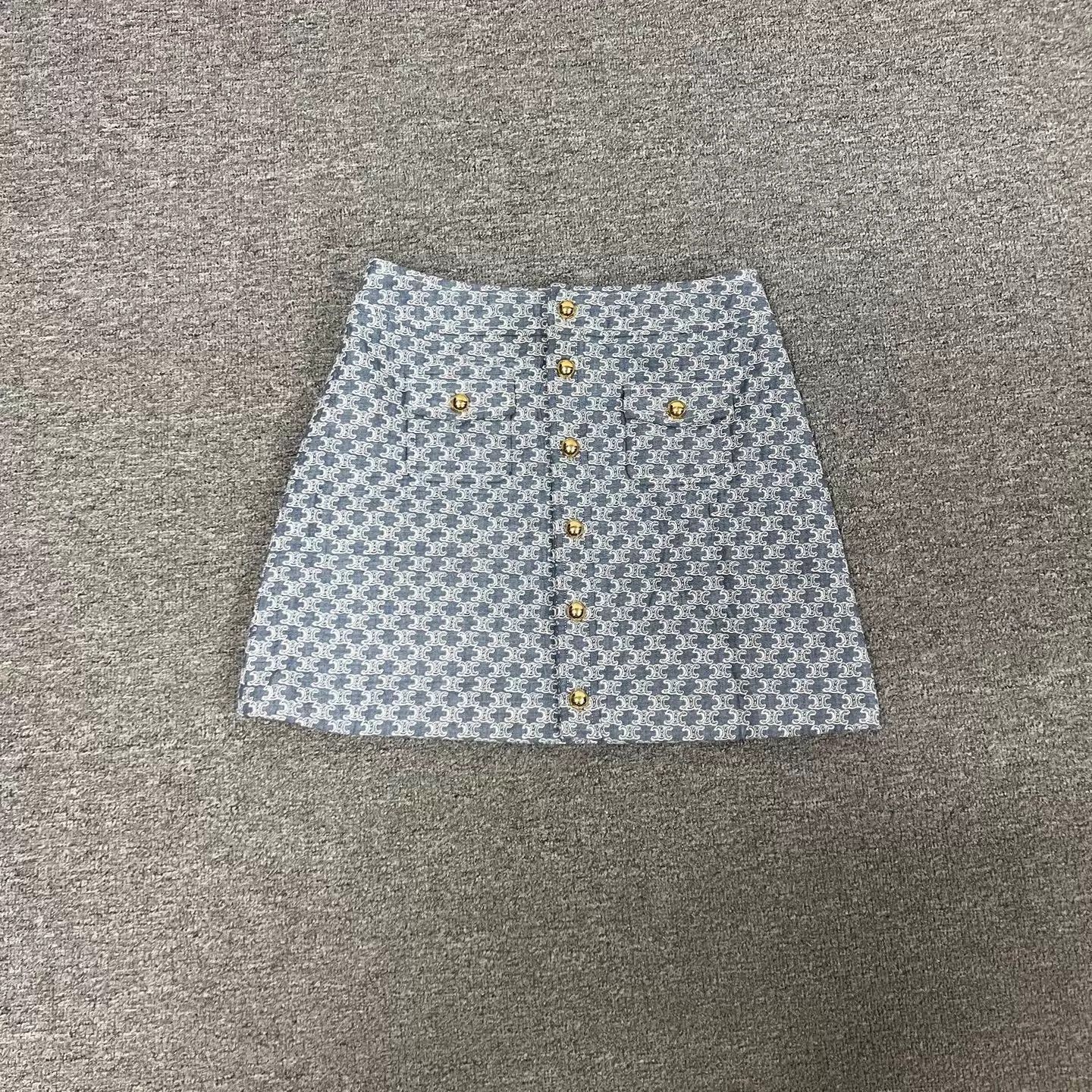 Celine Celine Triomphe All Over Print Gold Mini Skirt 40 99new Size 27" / US 4 / IT 40 - 2 Thumbnail