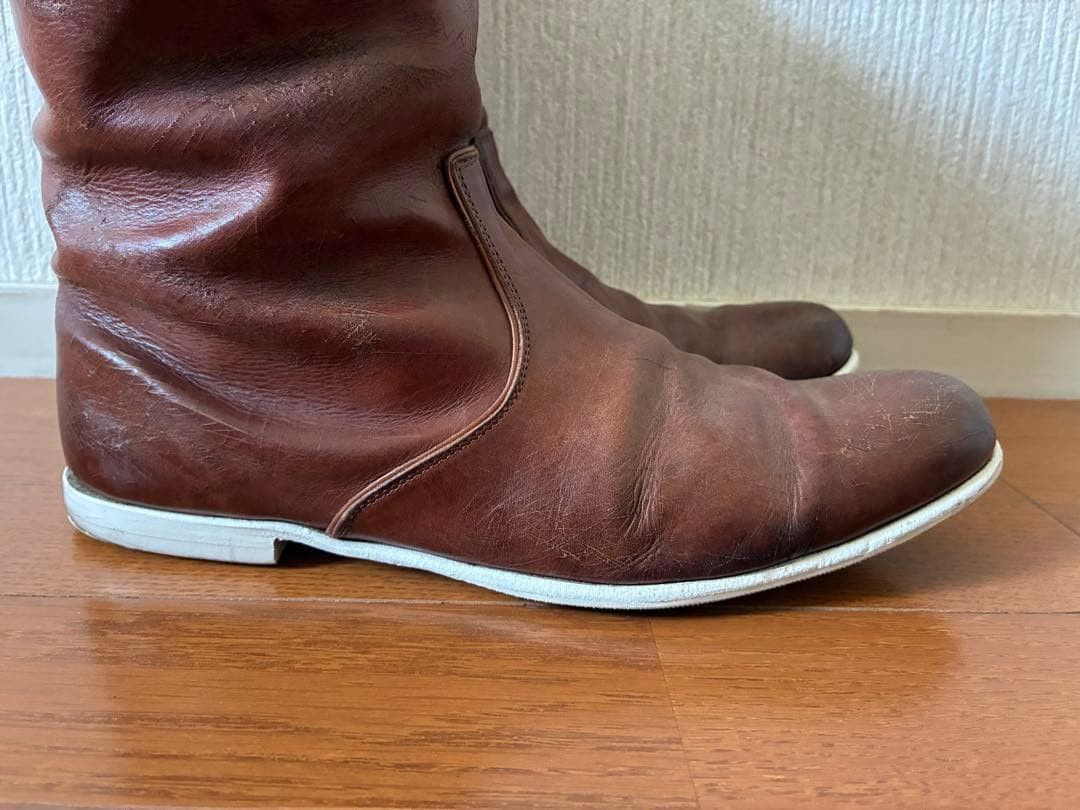 Number (N)ine Archive SS02 "Modern Age" Distressed Leather Pecos Boots Size US 8 / EU 41 - 6 Thumbnail