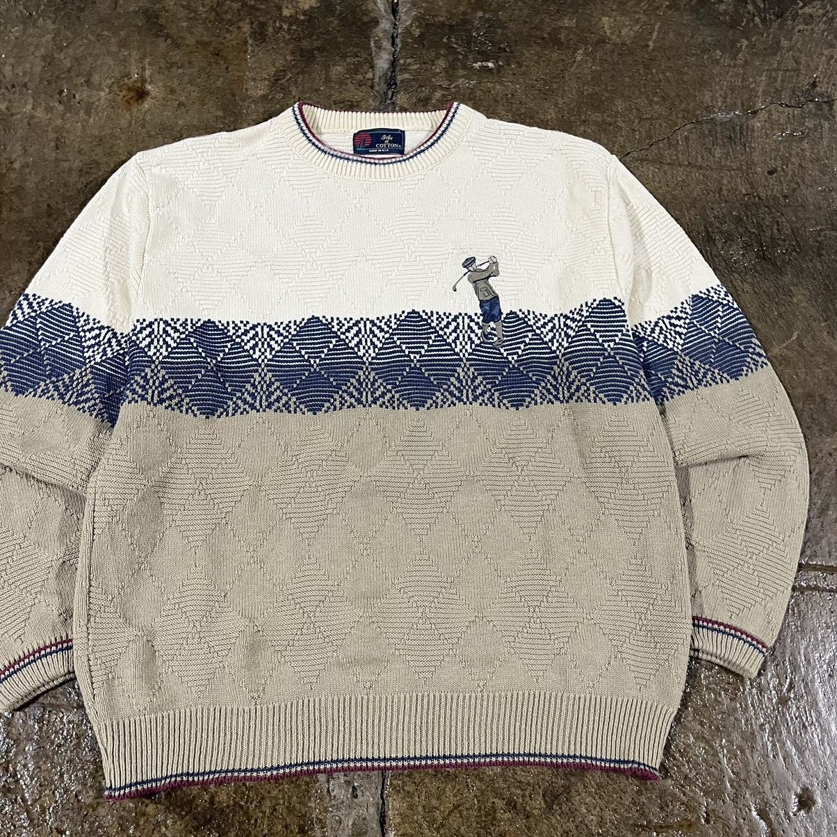 Hathaway Golf × Vintage Crazy Vintage 90s Golf Argyle Embroidered Knit Sweater Size US L / EU 52-54 / 3 - 2 Thumbnail