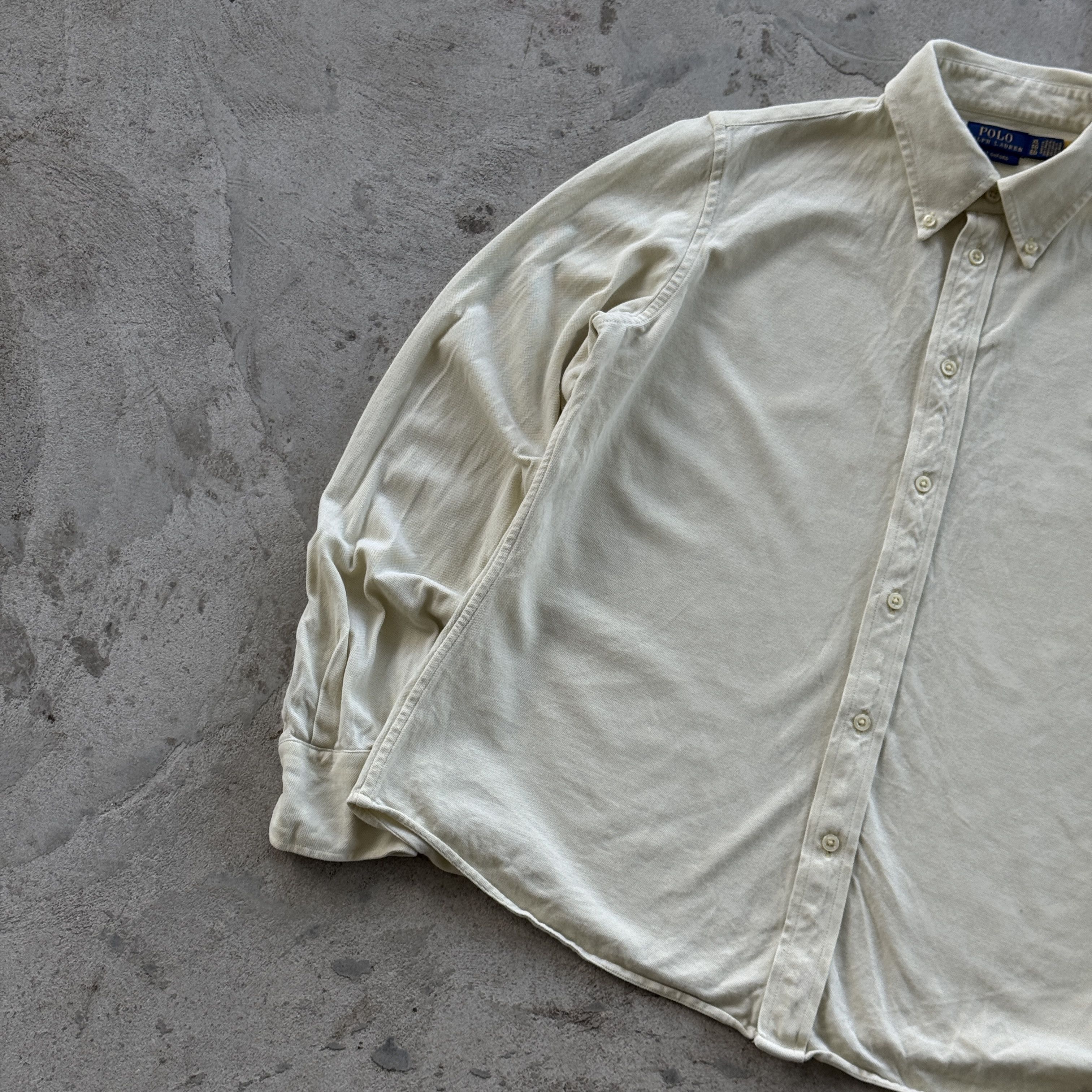 Polo Ralph Lauren Polo Ralph Lauren Knit Oxford Shirt Cream Pale Yellow XL Size XL / US 12-14 / IT 48-50 - 3 Thumbnail
