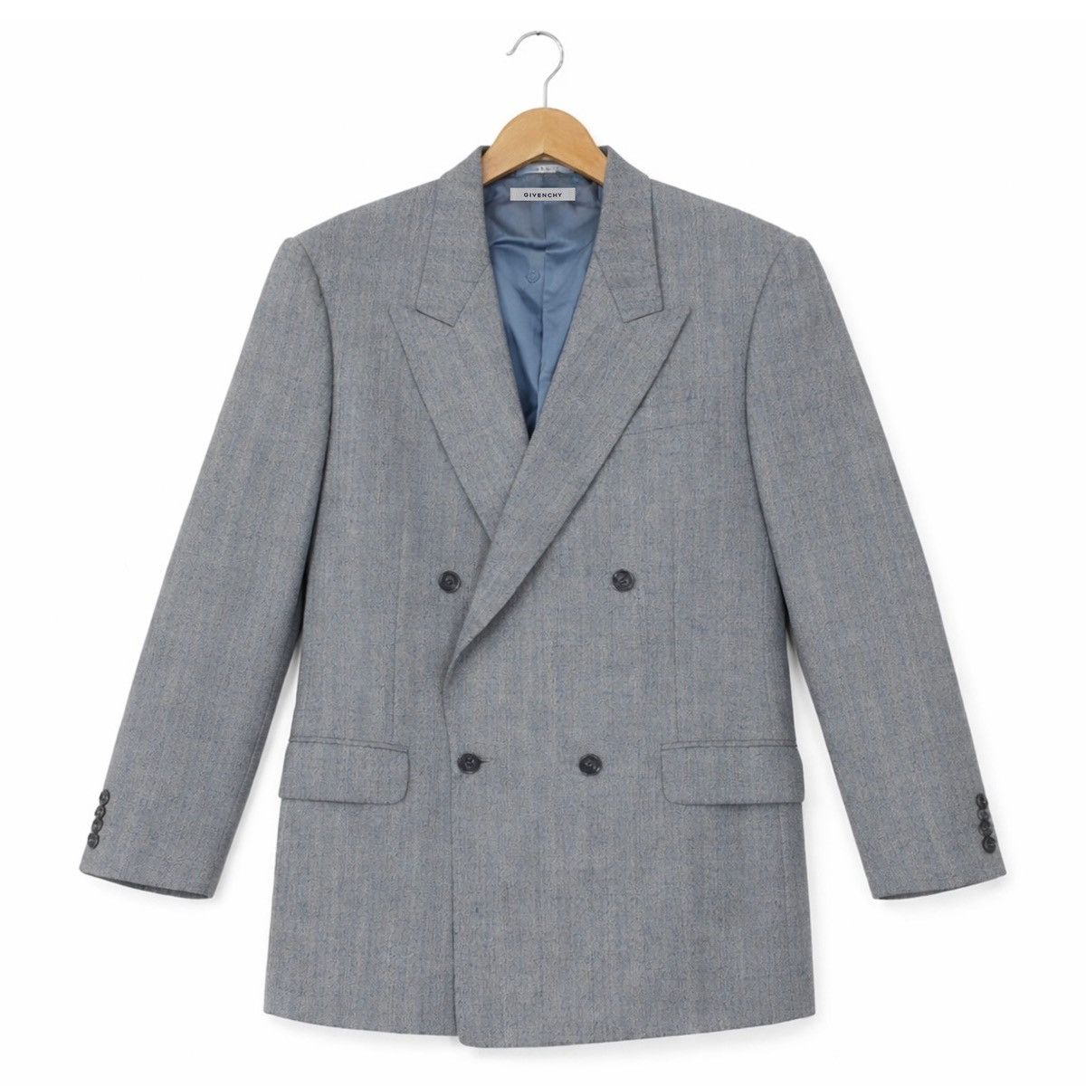 Givenchy GIVENCHY Monsieur Wool Double-Breasted Gray Blazer Jacket Size US M / EU 48-50 / 2 - 1 Thumbnail