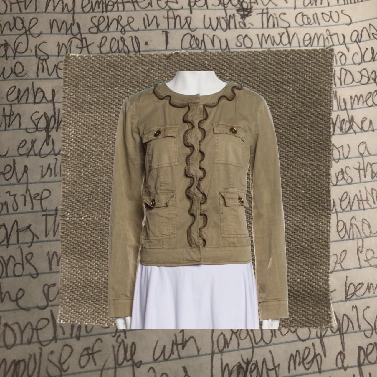 vintage ruffle zipper accent cargo utility jacket