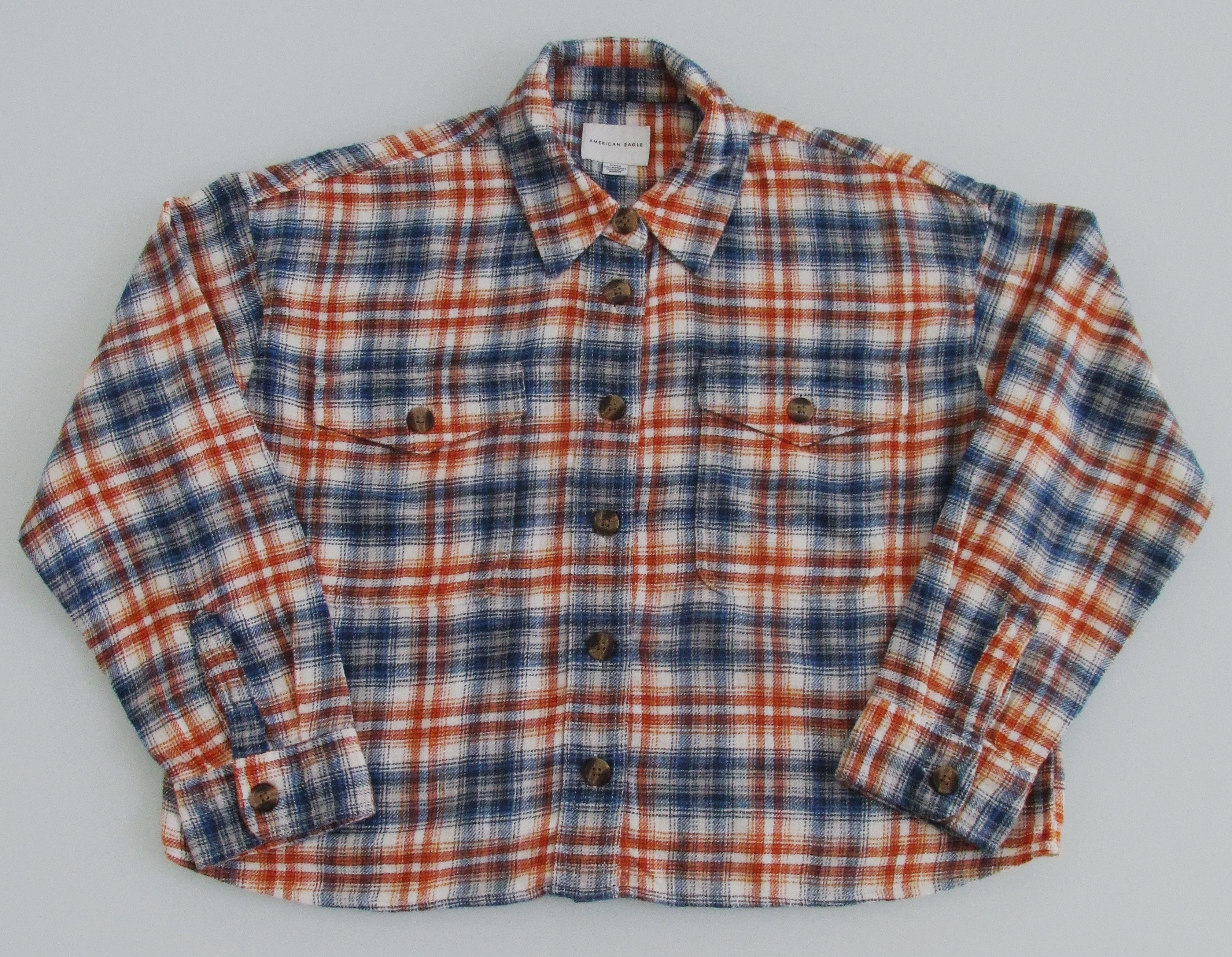 American Eagle Outfitters American Eagle Women's Cropped Flannel Shirt Size Small Size S / US 4 / IT 40 - 1 Thumbnail