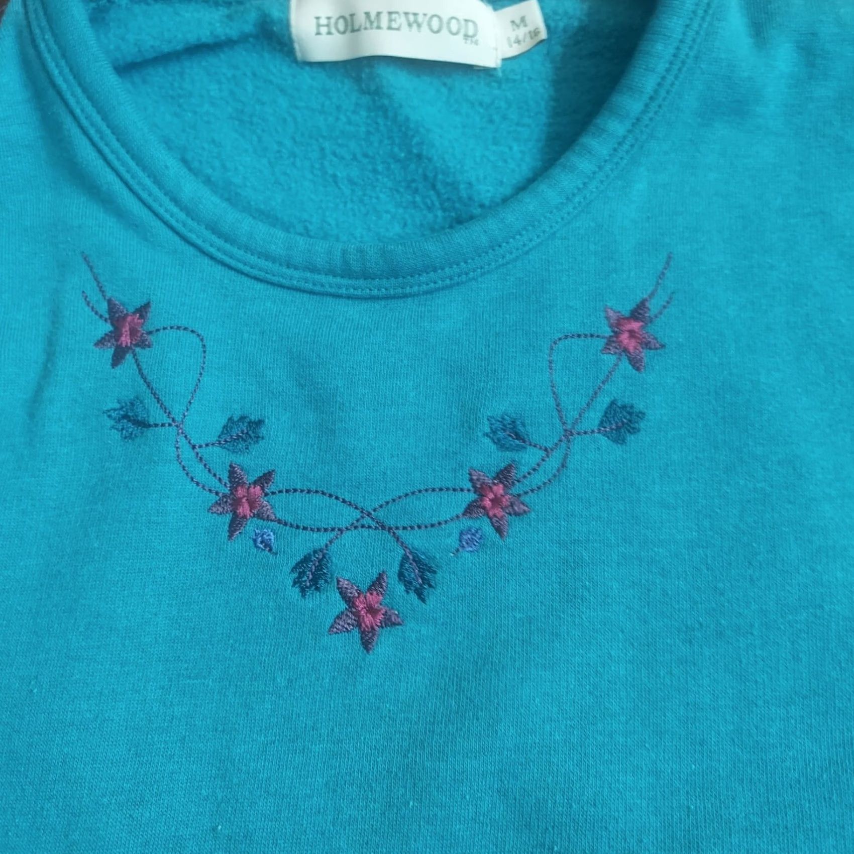 Vintage Holmewood Women's Turquoise Blue Plant Star Print Pullover Sweater Size M 14/16 Sleeve Long Crew Neck Stars Pullover Women M & M Size M / US 6-8 / IT 42-44 - 7 Thumbnail