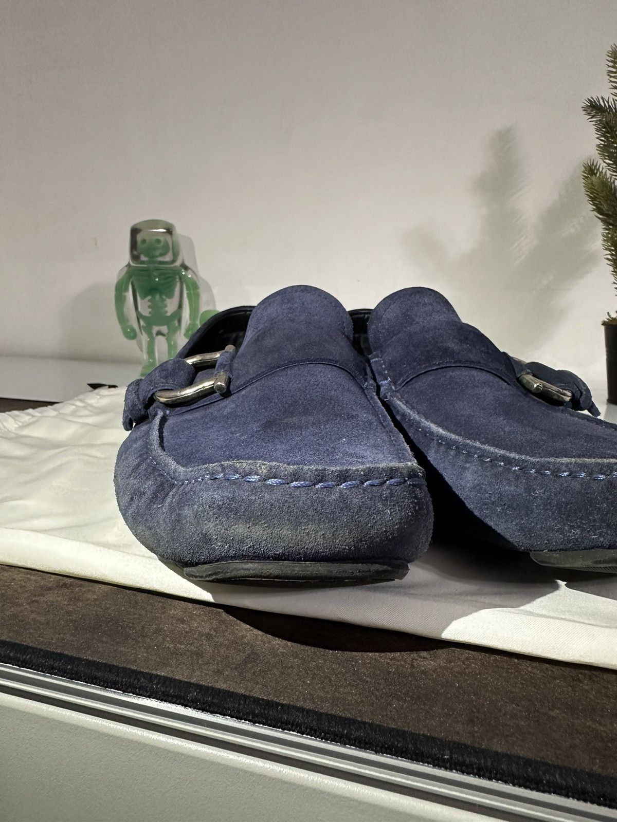 Salvatore Ferragamo Navy Blue Suede Mocasines Size US 11.5 / EU 44-45 - 3 Thumbnail