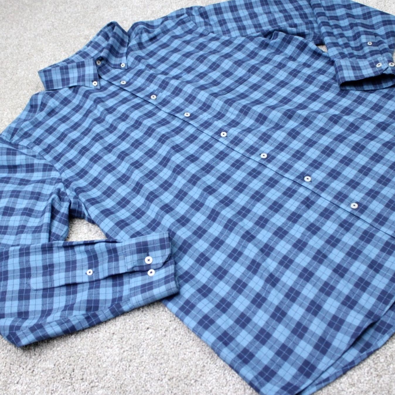 Southern Tide Southern Tide Shirt Mens 2XL XXL Blue Intercoastal Nylon Stretch Long Sleeve Button-Up Plaid Ch I Blue Mens 2XL XXL Shirt Size US XXL / EU 58 / 5 - 7 Thumbnail