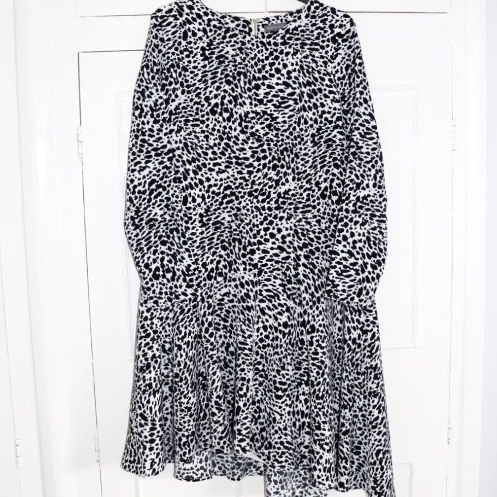 Vince Camuto Vince Camuto Dress UK 12 Womens Black White Animal Print L/S Pre Loved Vgc Dress Size XL / US 12-14 / IT 48-50 - 2 Thumbnail