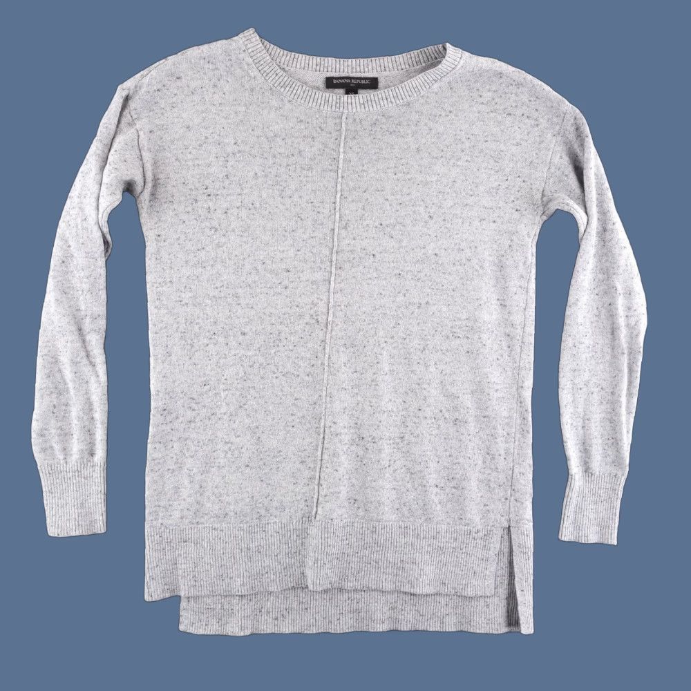 Banana Republic Banana Republic Sweater Womens XS Gray Round Neck Pullover Long Sleeve Cotton Blend Solid Vintage: No Size XS / US 0-2 / IT 36-38 - 1 Thumbnail