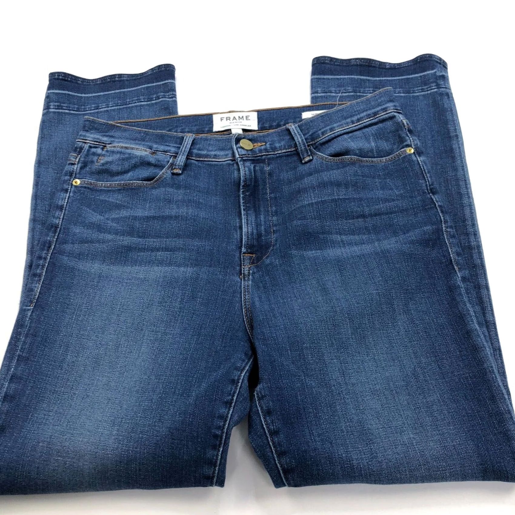 Frame FRAME Le High Straight MINT 30 Denim Jeans Women High Rise 5-Pocket Blue Fiber Stretch Vintage: No Size 30" / US 8 / IT 44 - 3 Thumbnail