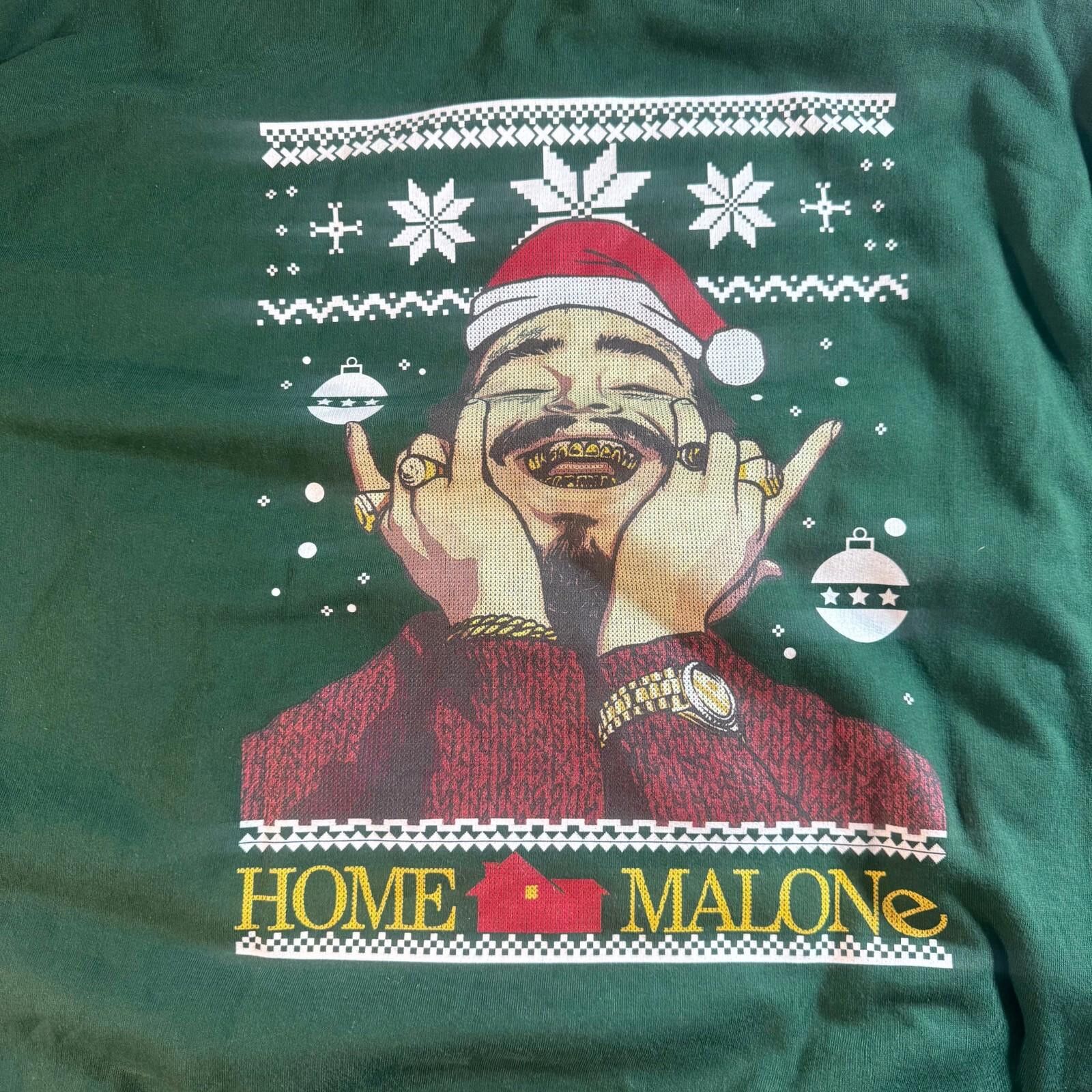 The Unbranded Brand Post Malone Christmas Home Alone Green Sweatshirt Mens XL Size US XL / EU 56 / 4 - 4 Thumbnail