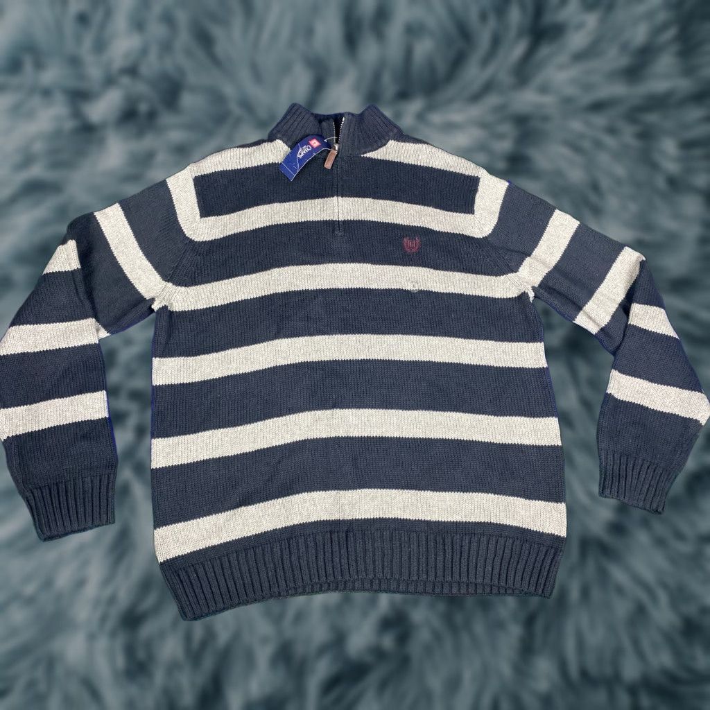 Chaps Chaps Ralph Lauren 1/4 Zip Knit Sweater Mens Sz L Blue Red Stripes Pullover Knit Zip Shirt Size US L / EU 52-54 / 3 - 1 Thumbnail