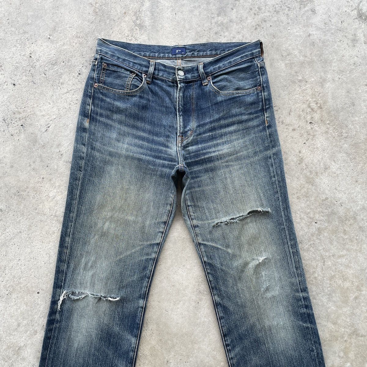 Japanese Brand W33💥 Japanese Brand Gu Distressed Jeans Denim Pants Faded Size US 33 - 3 Thumbnail