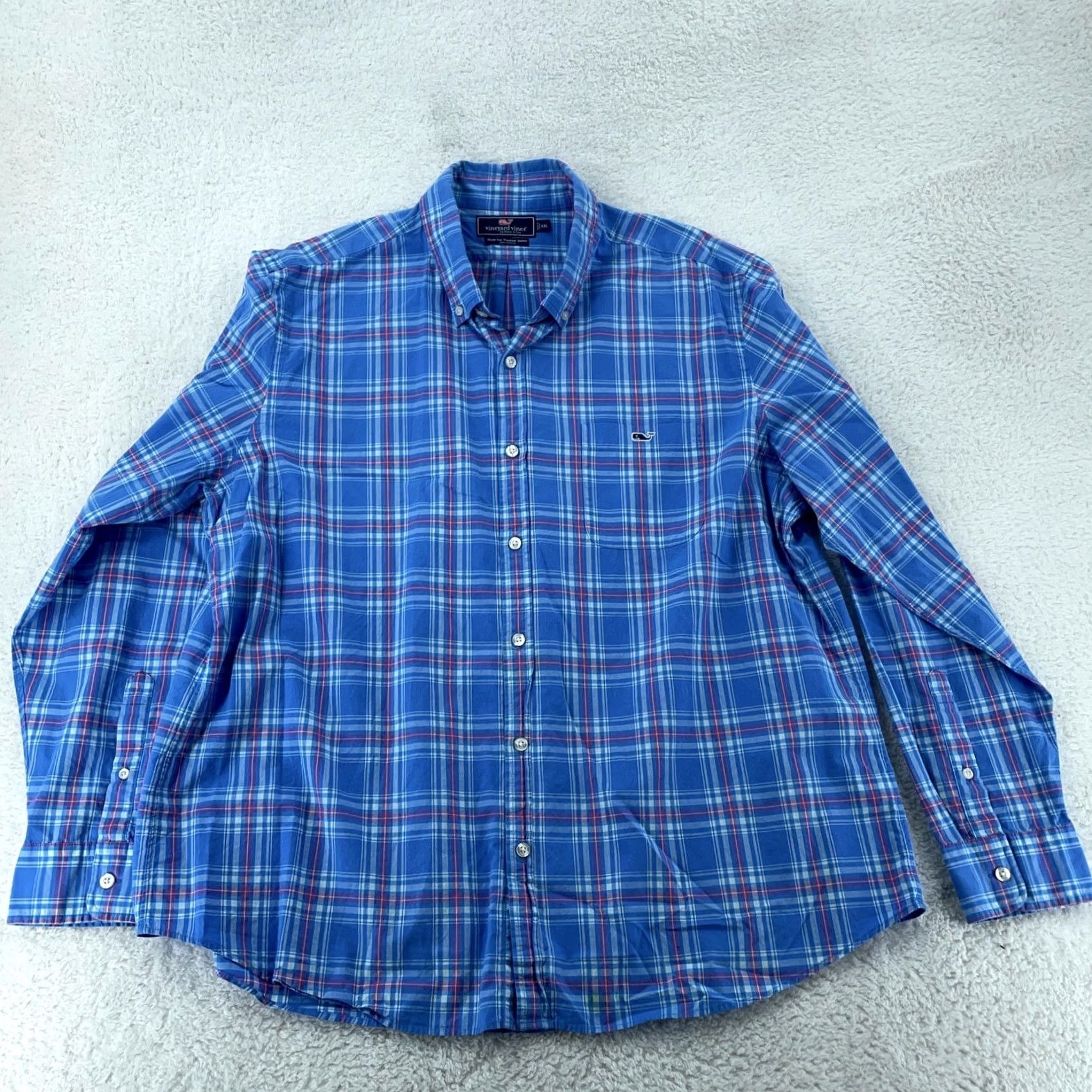 Vineyard Vines Vineyard Vines Tucker Shirt Mens 2XL Blue Plaid Long Sleeve Slim Fit Button Down Size US XXL / EU 58 / 5 - 2 Thumbnail