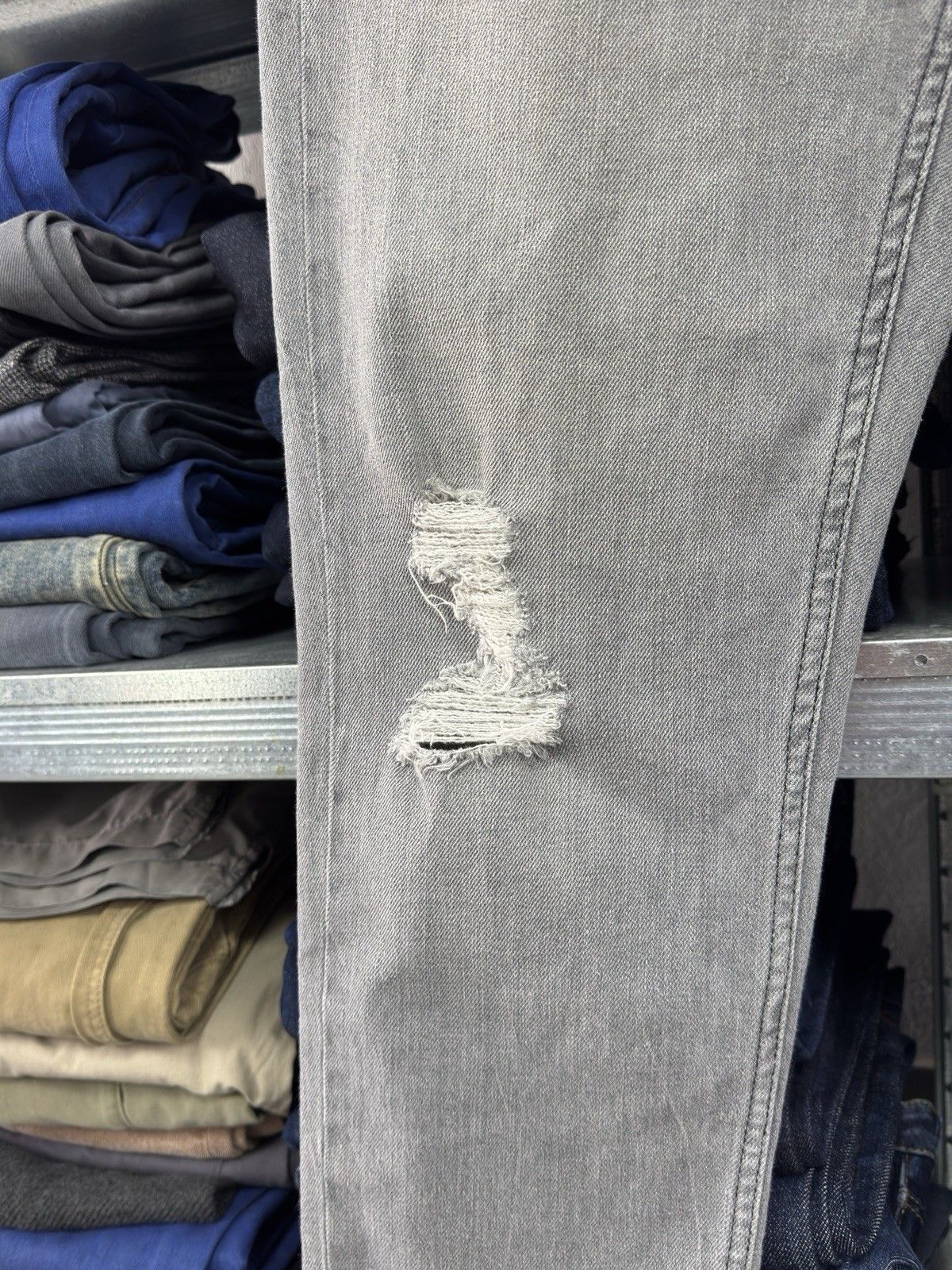 Moschino Love Moschino Men Distressed Gray Jeans Size 33 Size US 33 - 6 Thumbnail