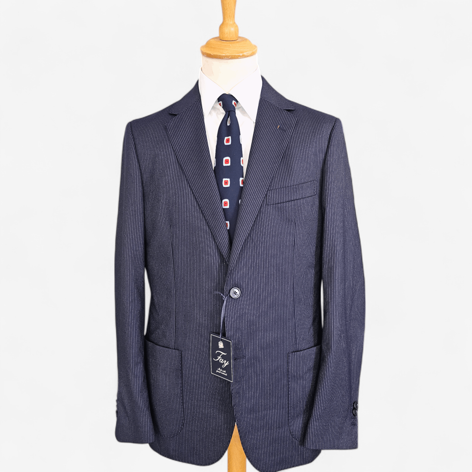 Fay NWT Fay Pinstripe Wool Blazer Unlined Size 50 Navy Size 40R - 1 Thumbnail