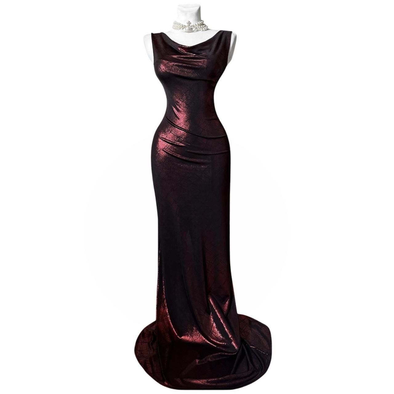 Vintage Iconic black / red satin draped dress Size S / US 4 / IT 40 - 2 Thumbnail