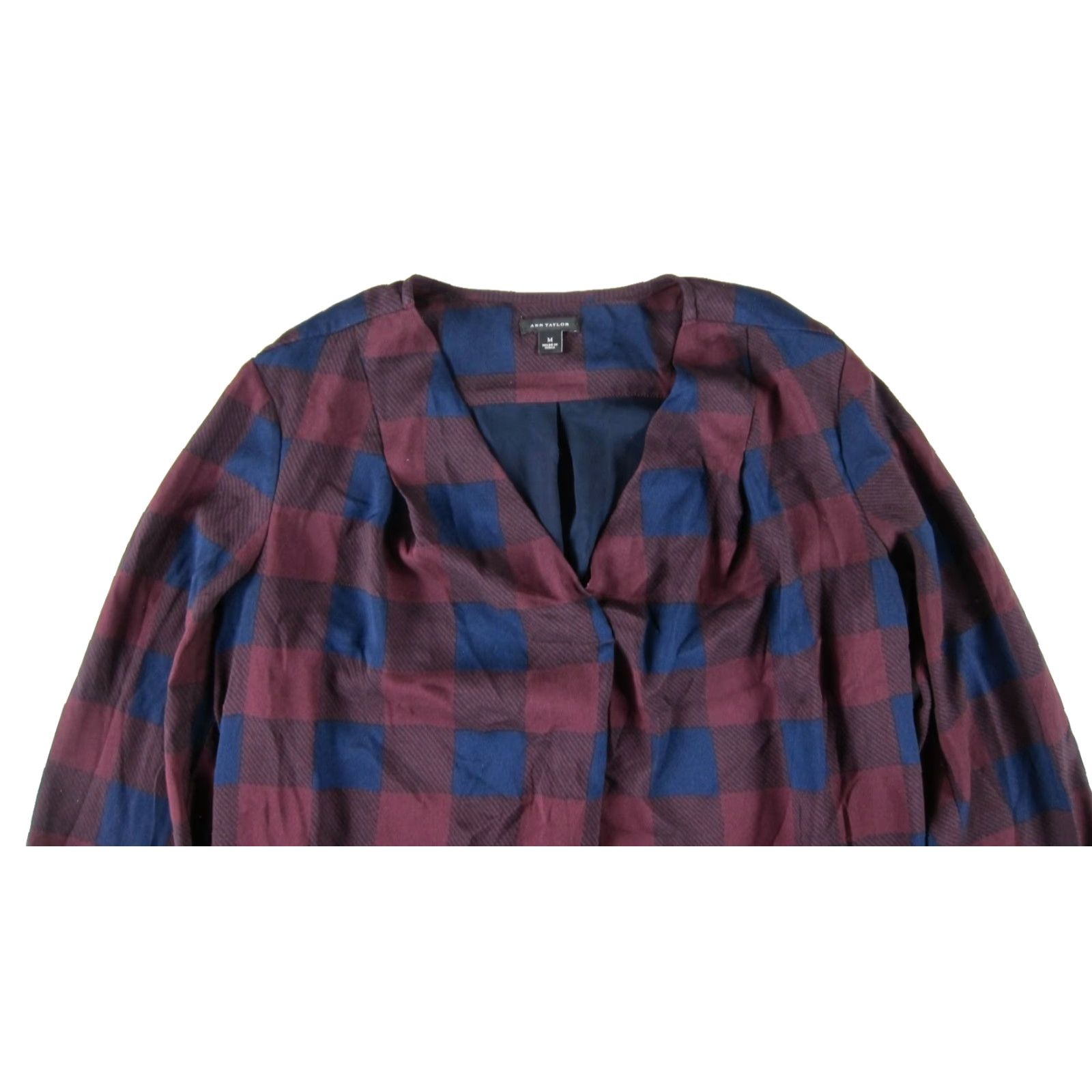 Ann Taylor Ann Taylor Dress Plaid Shift Tunic Long Sleeve V-Neck Pocket Midi Medium Women Red BlueprintStyle? Size M / US 6-8 / IT 42-44 - 4 Thumbnail