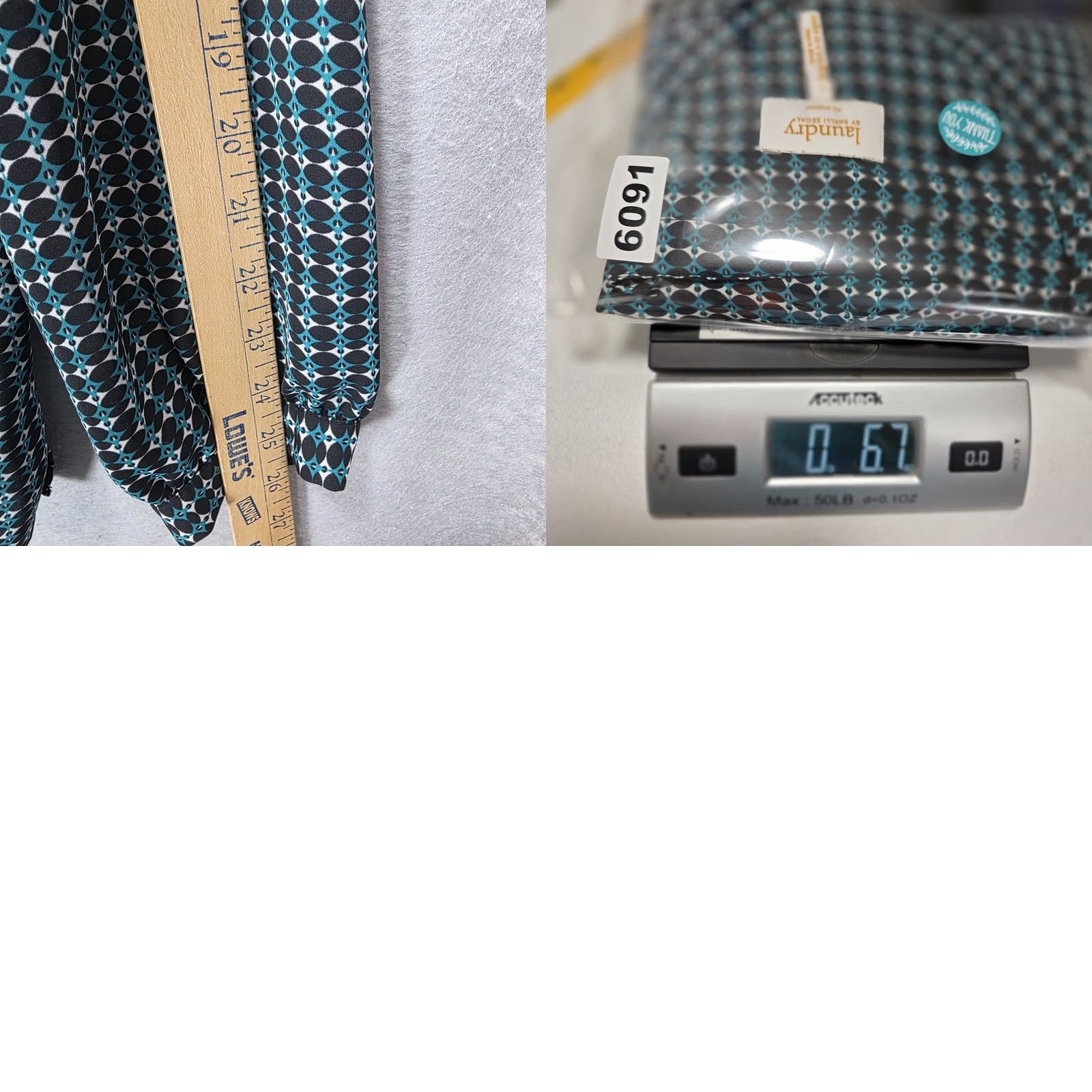 Laundry by Shelli Segal Laundry By Shelli Segal Blouse Womens L Geometric Roll Tab Long Sleeve Teal Size L / US 10 / IT 46 - 10 Thumbnail