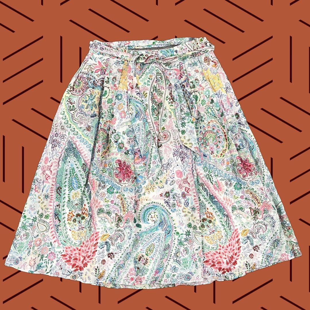 Talbots Talbots Midi Skirt Womens Sz 10 30 x 32" Floral Boho Prairie Cottagecore Tie Size 32" / US 10 / IT 46 - 1 Thumbnail