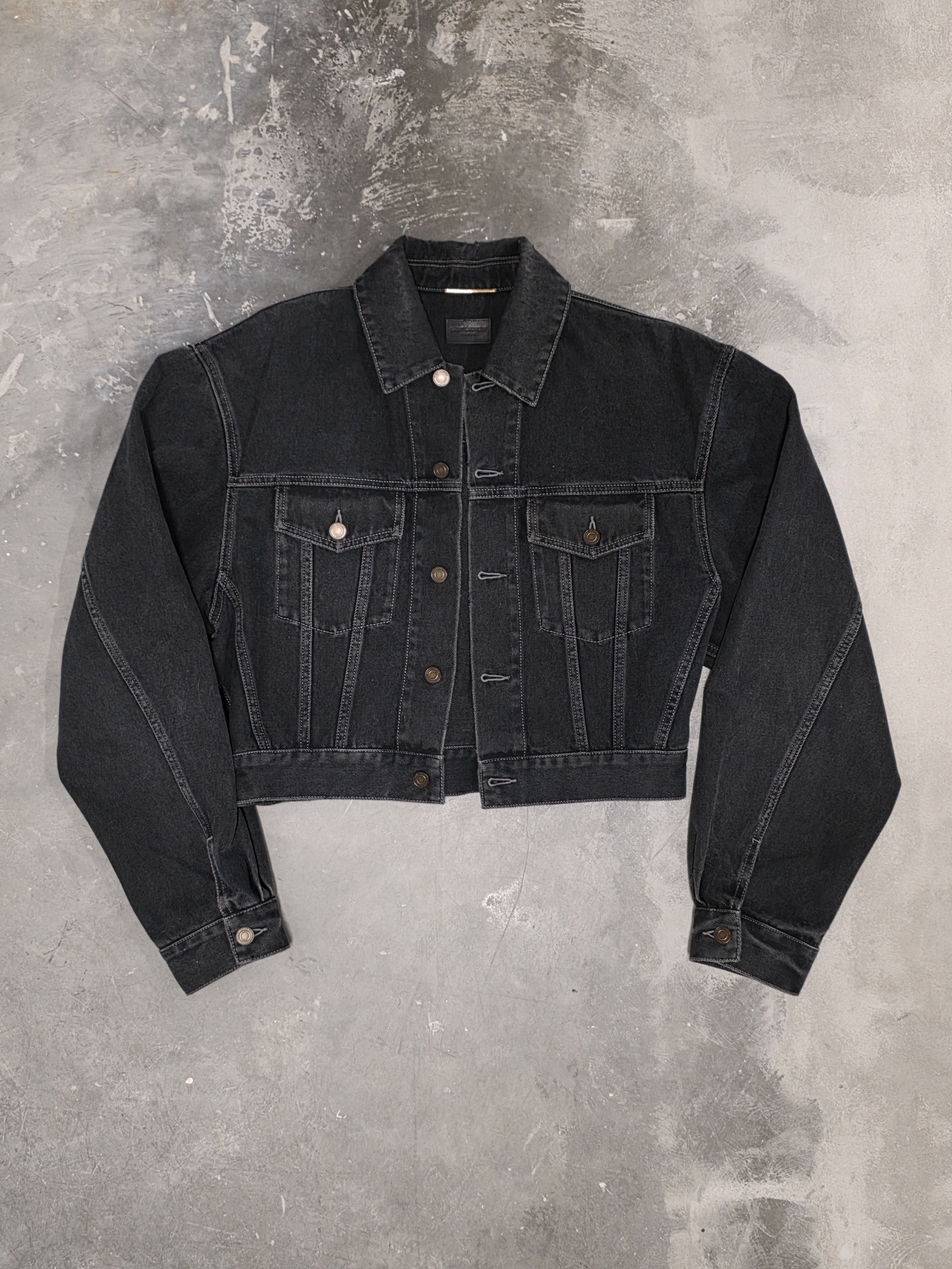 Saint Laurent Paris SLP Neo 80s Black Denim Jacket Size S / US 4 / IT 40 - 1 Thumbnail