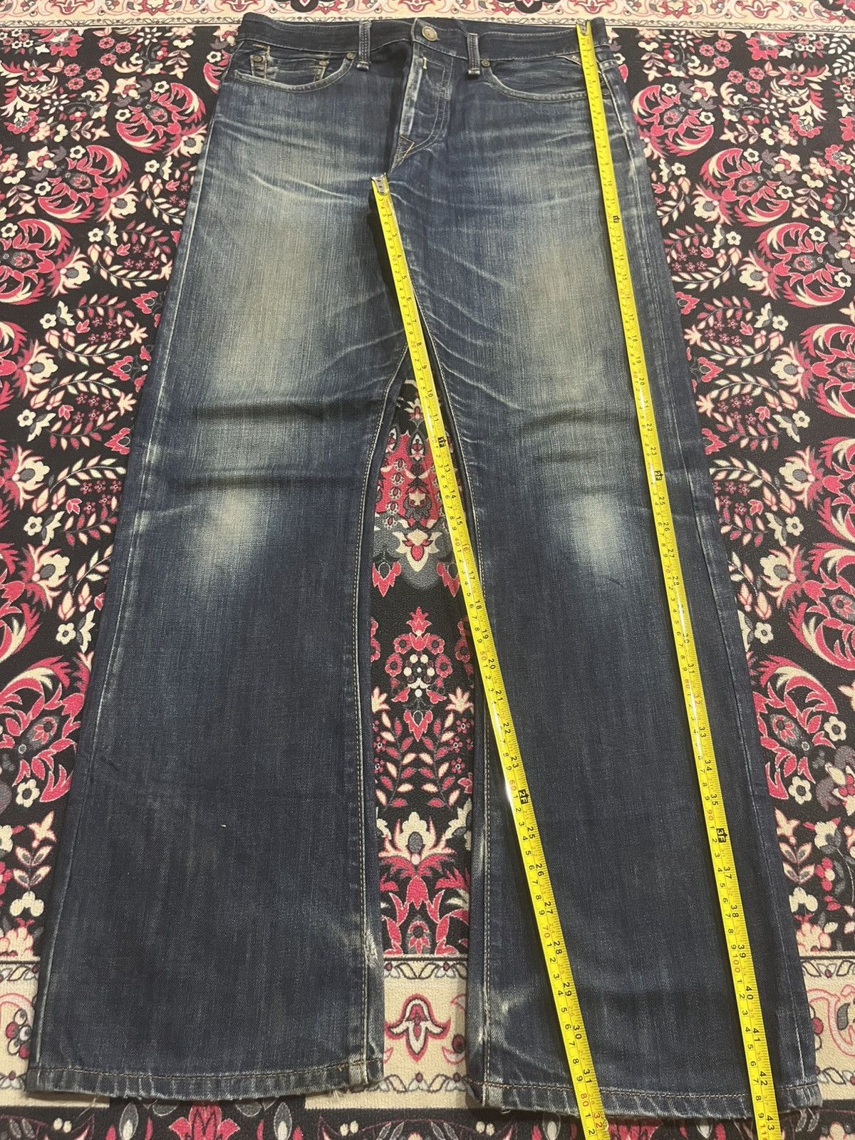 Replay Vintage Replay Dark Blue Faded Washed Buttonfly Flare Jeans Size US 32 / EU 48 - 16 Thumbnail