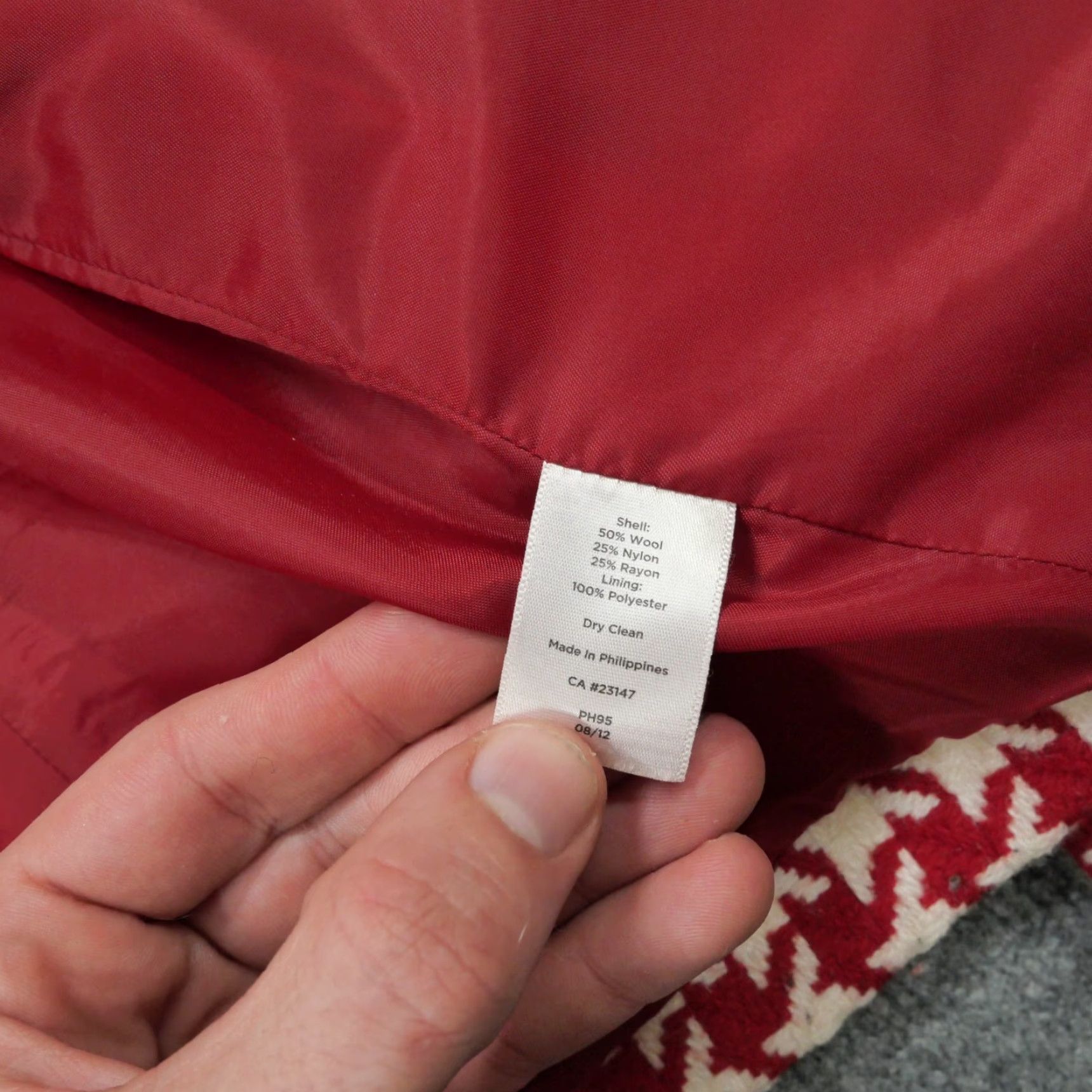 Talbots Talbots Jacket Womens 6 Red White Herringbone Woo Blend Motorcycle Asymetical Size M / US 6-8 / IT 42-44 - 7 Thumbnail