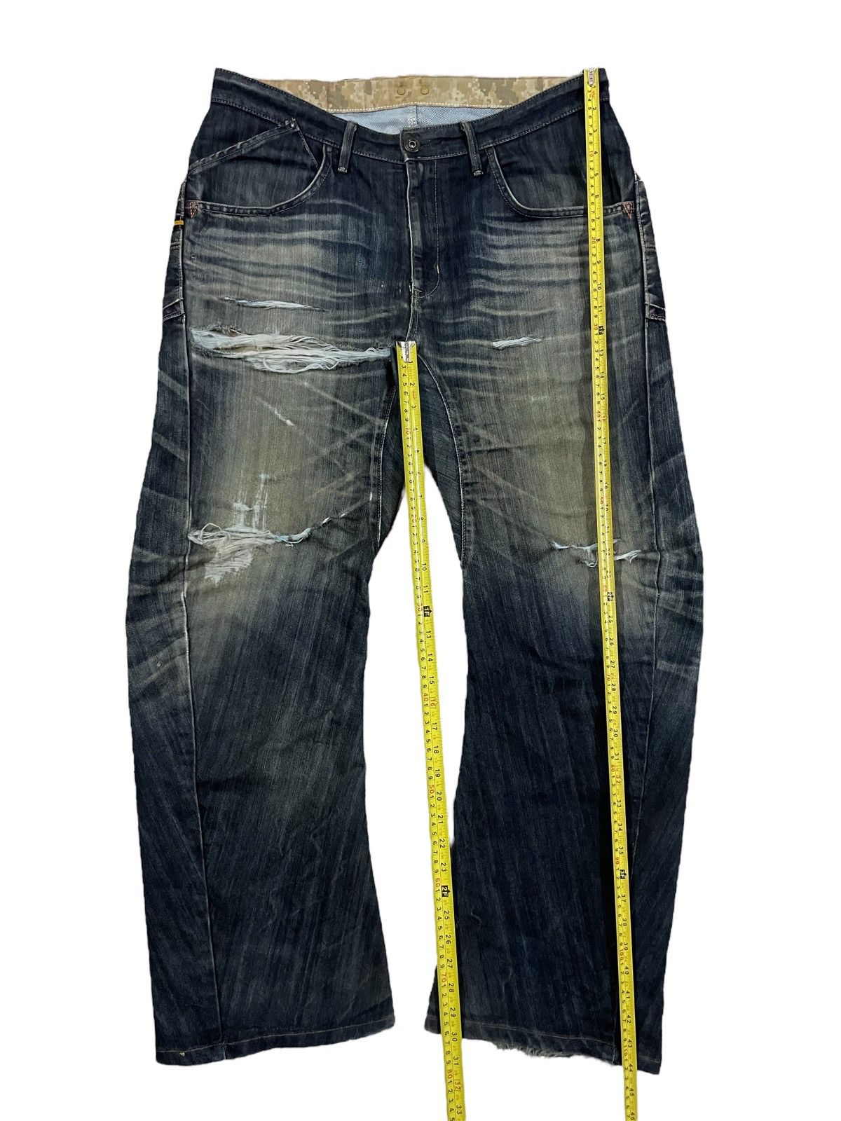 Edwin Vtg Edwin E-Function Mud Wash Camo Lining Ripped Baggy Jeans Size US 36 / EU 52 - 20 Thumbnail