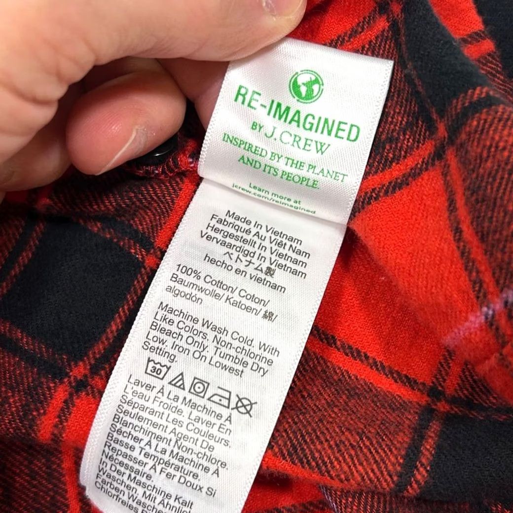 J.Crew NWT J.Crew Button-Down Shirt Womens 8 Red Black Buffalo Plaid Flannel Shirt Boyfriend fit? Size M / US 6-8 / IT 42-44 - 6 Thumbnail