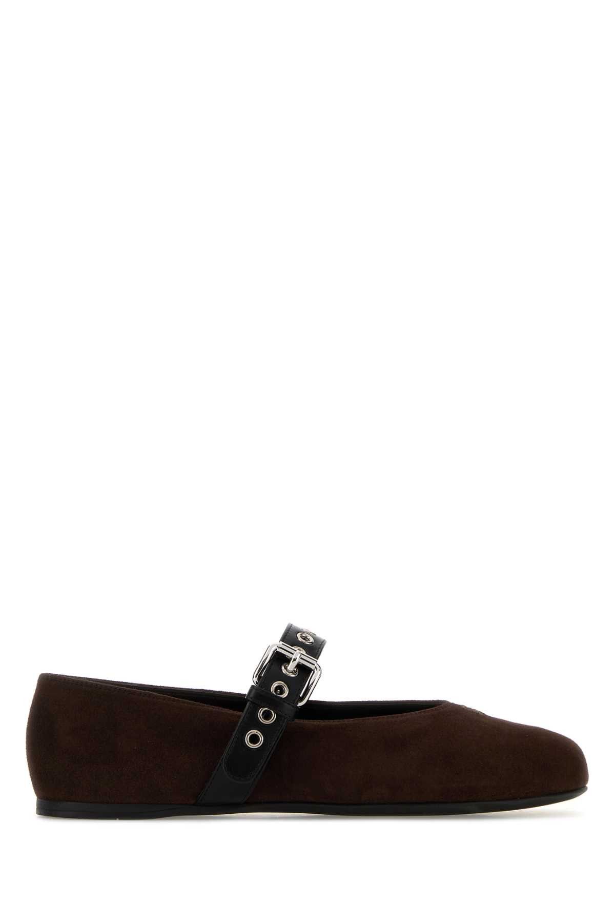 Miu Miu Dark Brown Suede Ballerinas Size US 11 / IT 41 - 1 Thumbnail