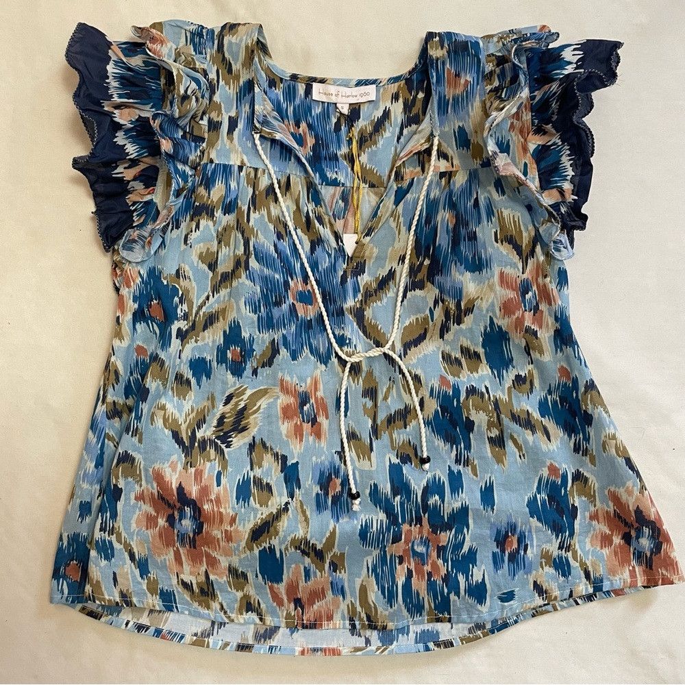House of Harlow NWT New House Of Harlow Zoey Flutter Sleeve Cotton Blue Blo Size S / US 4 / IT 40 - 5 Thumbnail
