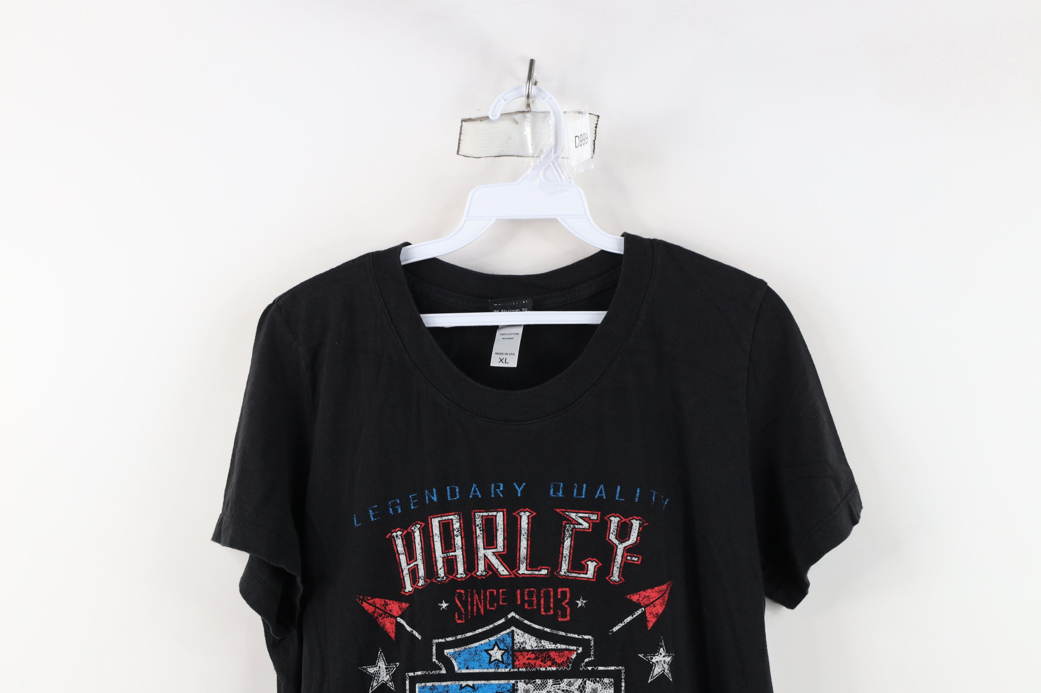 Harley Davidson Y2K Harley Davidson Spell USA Flag Arrows T-Shirt Black USA Size XL / US 12-14 / IT 48-50 - 2 Thumbnail