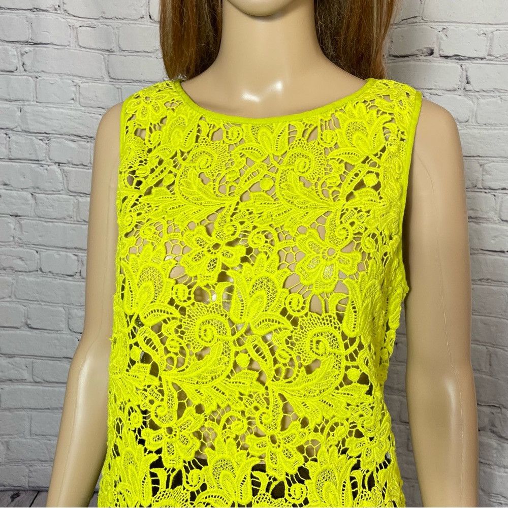 Other Karen Kane Yellow Green Cotton Sleeveless Crochet Top Size Size L / US 10 / IT 46 - 4 Thumbnail