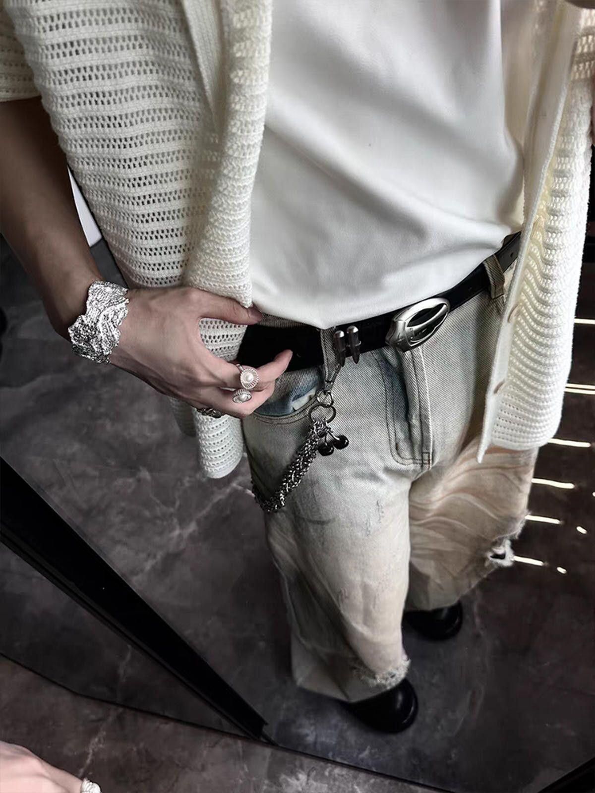 Leather PU Leather Black Belt with Silver Buckle Size ONE SIZE - 2 Thumbnail