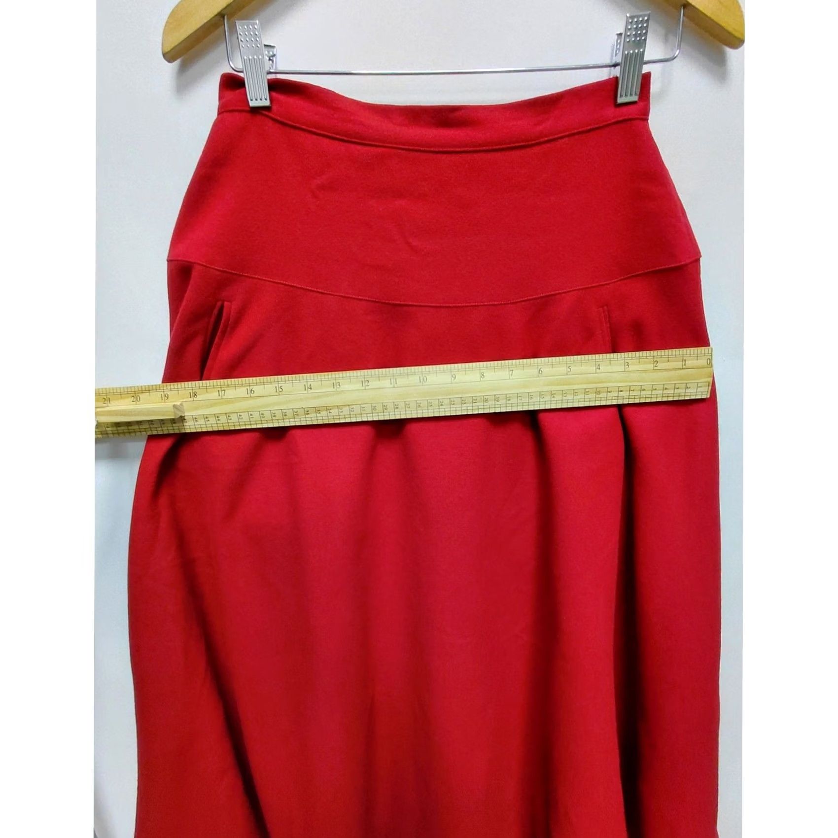 Missoni VINTAGE Missoni Donna Skirt Wool Red Women Midi A-Line Dry Clean Only, Made in Italy, Regular, Size M, Solid, Casual Party/Cocktail, Knee-Length Size 32" / US 10 / IT 46 - 7 Thumbnail