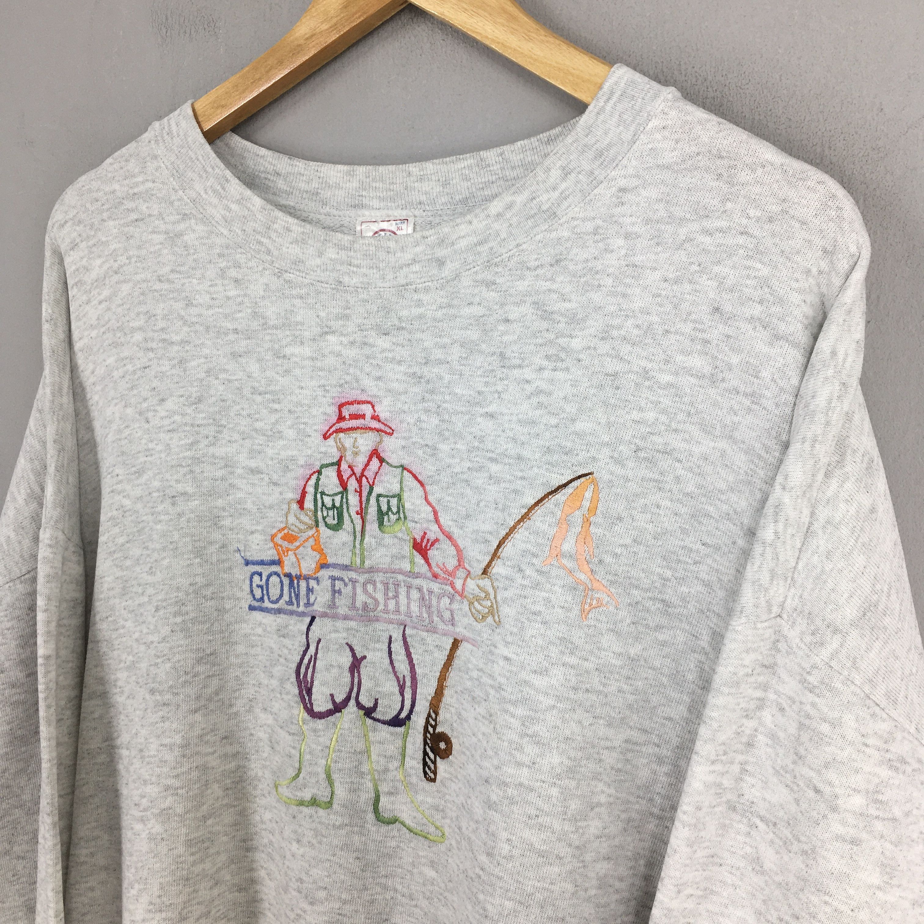 Delta Vintage Fisherman Gone Fishing Sweatshirt XLarge Size US XL / EU 56 / 4 - 3 Thumbnail