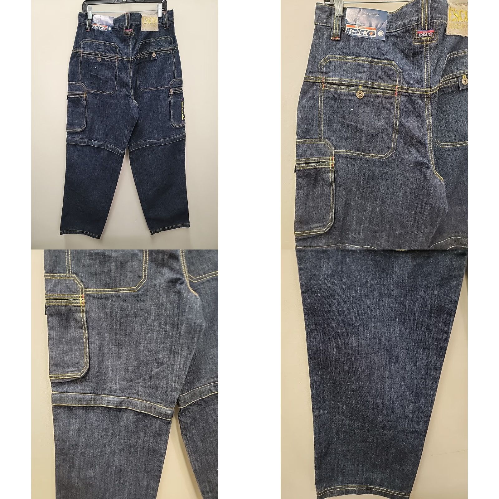 Denime VINTAGE ESCO Dungarees Jeans Mens W34 Heavy Denim Baggy Zip Off Convertible Shirt Size US 34 / EU 50 - 8 Thumbnail