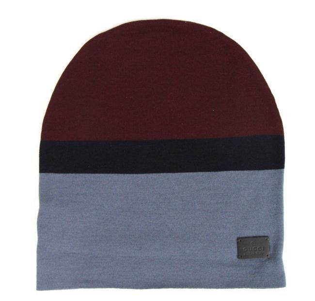 Gucci Unisex Burgundy Blue Wool Beanie Medium Knit Men's Cap Size ONE SIZE - 1 Thumbnail
